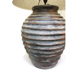 Lampa ceramiczna prążkowana Rustykalna z abażurem 90cm
